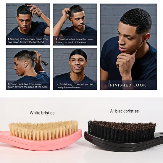 Men Beard Brush with Ergonomic Handle Nylon Boar Bristle Curved Wave Beard Straightener Brush Home Salon Men Mustache Grooming Styling Tools