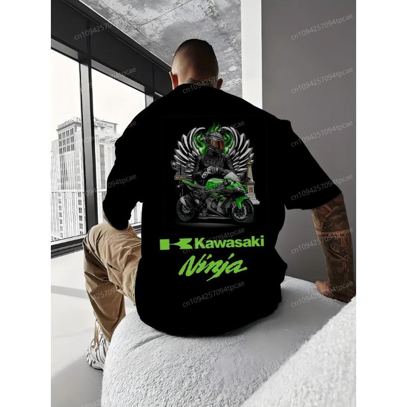 Kawasaki Высококачественная мужская футболка 2025 Новинка Экстремальные приключенческие виды спорта Топ Модная уличная Возвратность Ультравысокий Топ