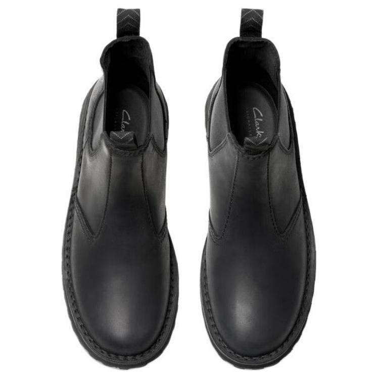 Clarks Двухслойные Коровья кожа Удобные Простые Челси Мужские ботинки Черные 261797157