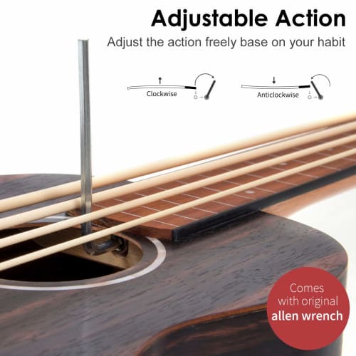 AKLOT Bass Ukulele, 30-inch EADG Bass Ukulele with Soft Case, Strap, and Picks (Ebony Brown)