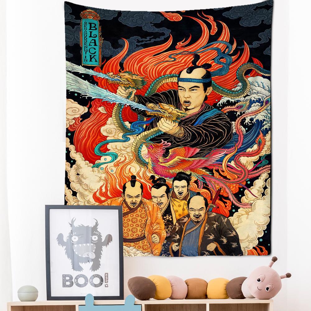 Японский гобелен с иллюстрацией, настенный Гобелен Канагава, волнистая печать, богемный хиппи, домашний декор для спальни