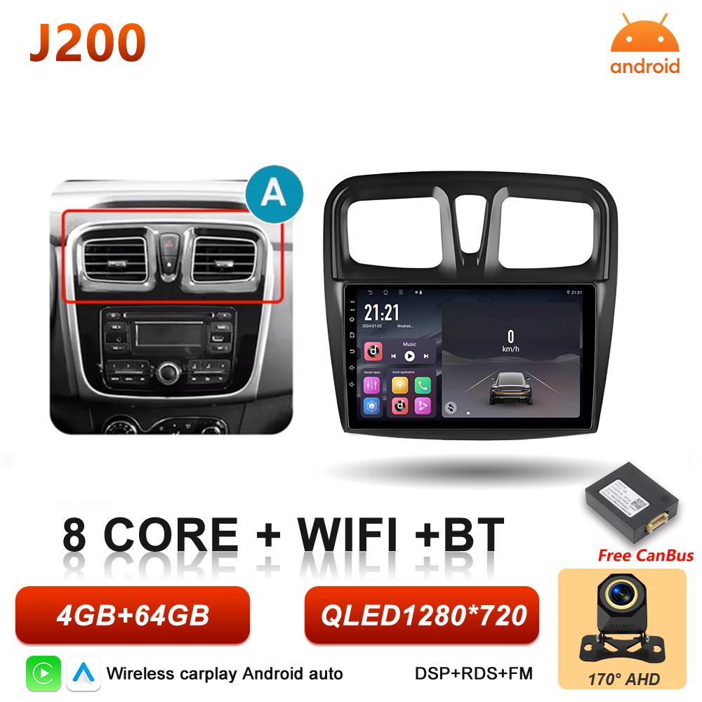 Android 16 Auto Car Radio For Renault Logan Sandero 2 2012 - 2019 Wireless Carplay Multimedia Player GPS Navigation DSP 5G Wifi