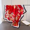 Chinese Aesthetic Simulation Silk Printing Large Square Scarf Silk Scarf Shawl Headscarf Beach Scarf Neck Scarf Decorative Women'S Scarf