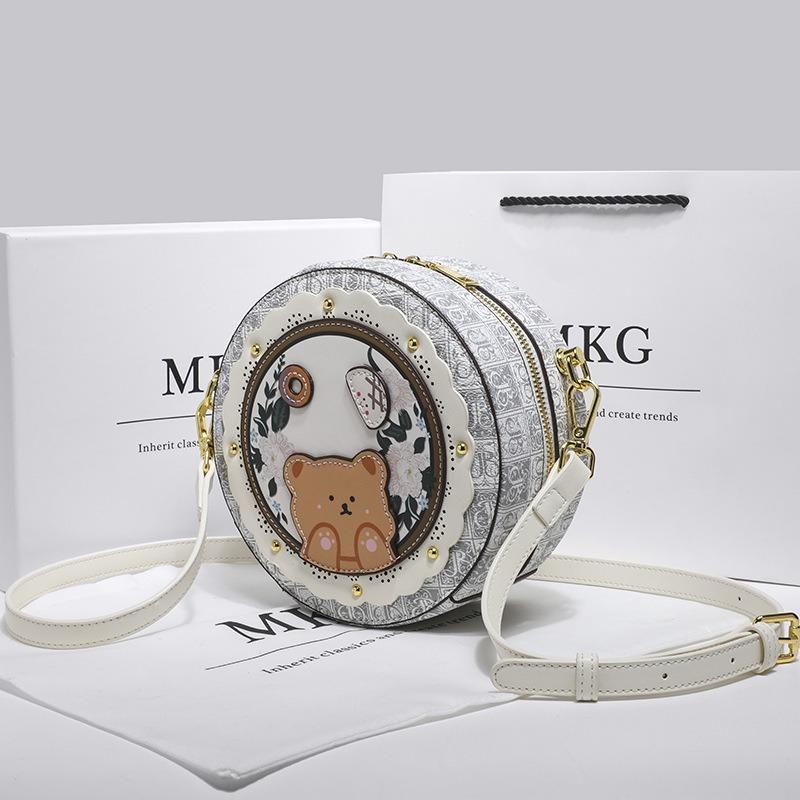 Подарок на день рождения кожаная нишевая милая маленькая круглая сумка женская универсальная сумка сумка-мессенджер летняя новая маленькая сумка