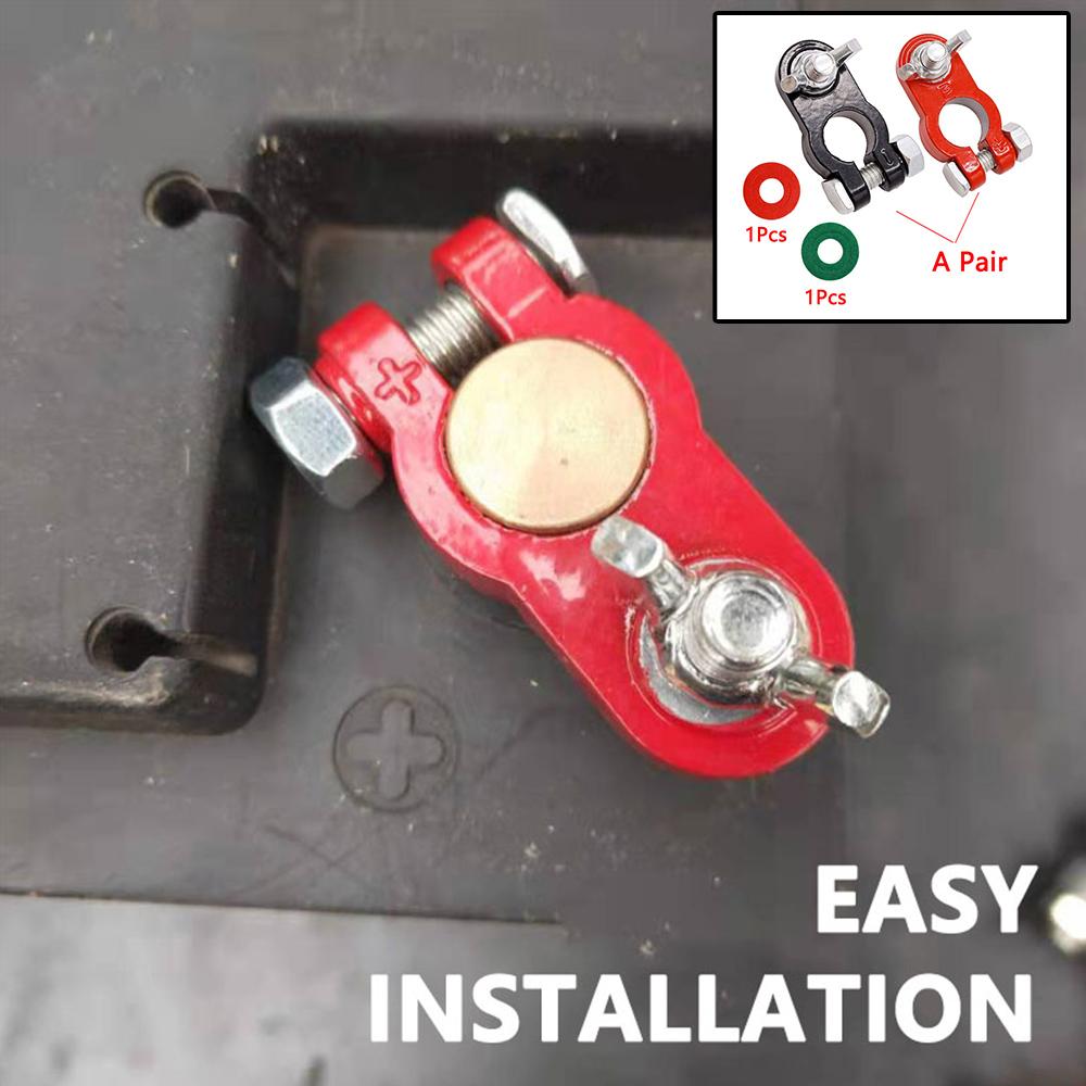 2Pcs Car Battery Cable Terminal Clip Clamps Connectors Negative and Positive Corrosion Resistance Applicated In Car Van More