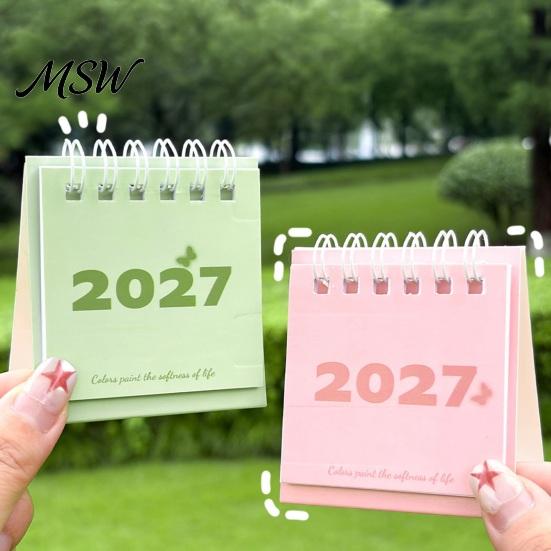 Morandi Color Table Calendar Mini Desk 2027, Jan. 2027 to Dec. Standing Flip Small Vertical Desktop Calendar, 12 Monthly Planner with Twin-Wire