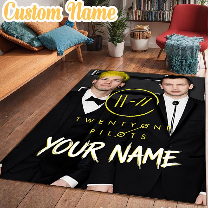 Custom Name Twenty One Pilots Music Evolution Rug Office Rug Chair Mat Non Slip Carpet Rugs for Bedrooms Dining Room Living Room Home Decor gifts