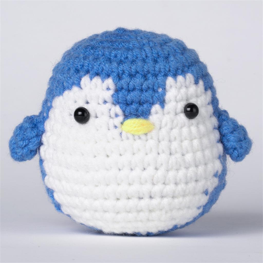 DIY Frog Owl Penguin Crochet Kits Beginner DIY Crochet Starter with Yarn, Crochet Hook, Needle, Knitting Marker, Eyes