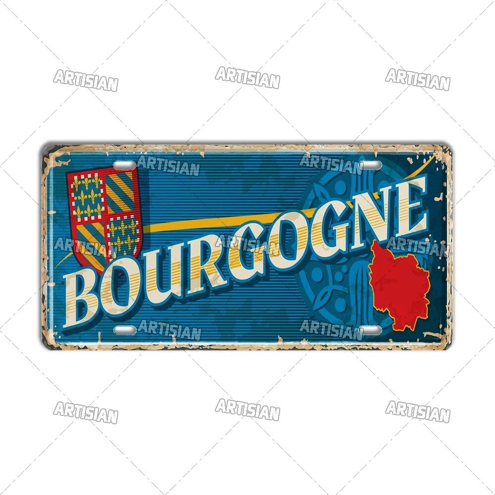Artisian France Province Ctiy Metal Sign Landmark License Plate Travel Car Plate Decorative Tin Plaque Wall Decor Garage Bar Pub