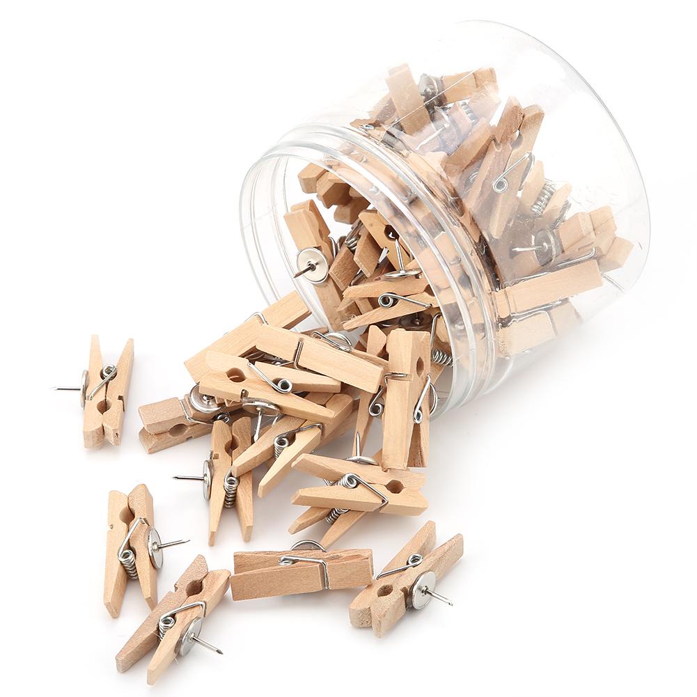50pcs 35*7mm Personality Natural Crude Wood Clips Craft Decoration Pegs for Photo Clips Clothes