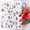 Polish New Year Xmas Winter Design Holographics 3D Glitter Gold White Nail Stickers