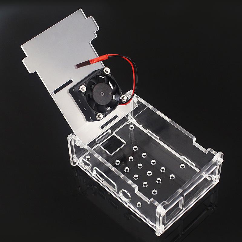 Raspberry Pi 4B Acrylic Protective Case + Fan with Installation Screws