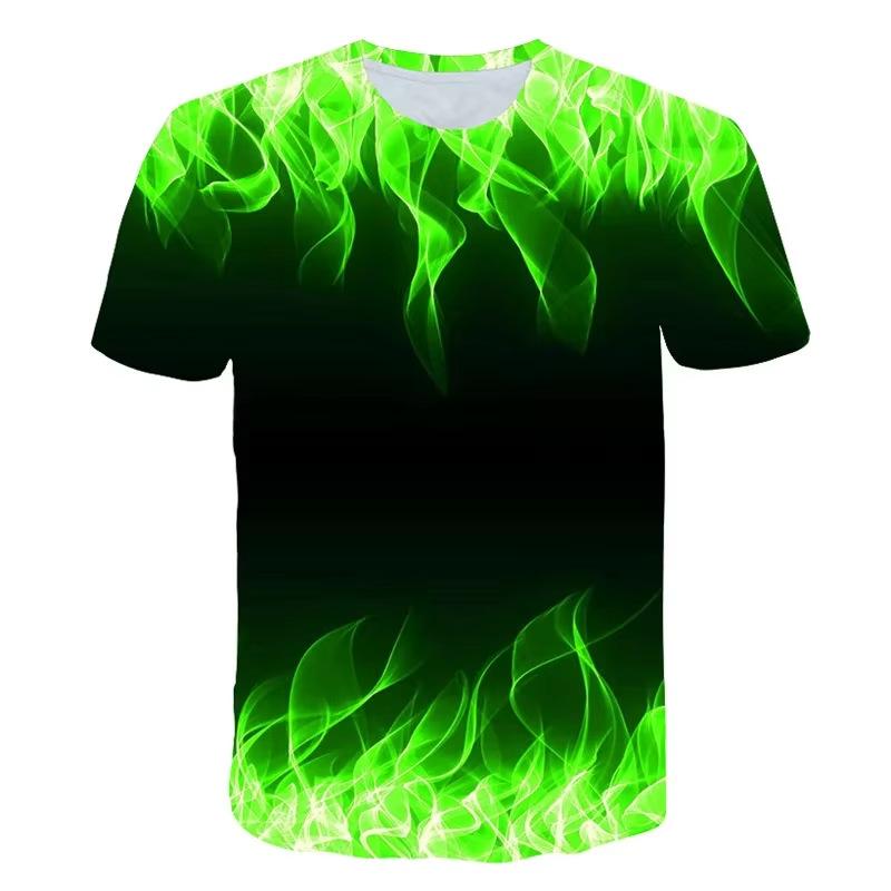 Детская футболка Модная повседневная футболка Cool Flame для детей с короткими рукавами и круглым вырезом