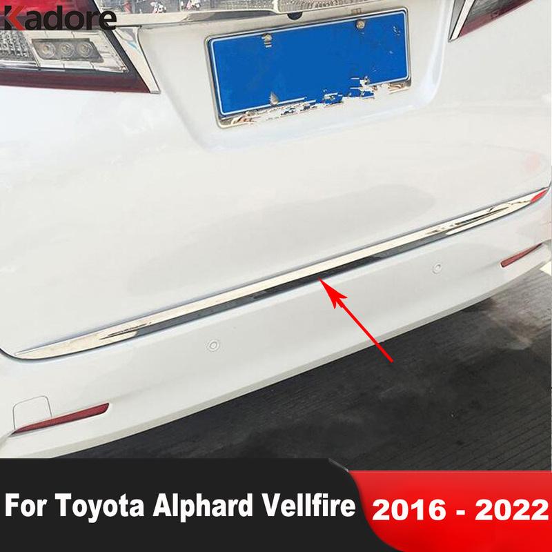 For Toyota Alphard Vellfire 2016- Steel Rear Trunk Lid Cover Trim Tailgate Door Boot Molding Strip Car Accessories