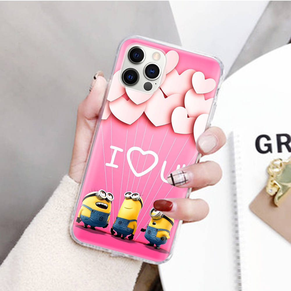 JM31 Миньон мультфильм прозрачный чехол для Samsung A04 A14 A23 M33 M53 Realme 10 9 C35 C55 VIVO Y02 X80 Infinix Hot 30 Note 11 Tecno Spark 8P Pro