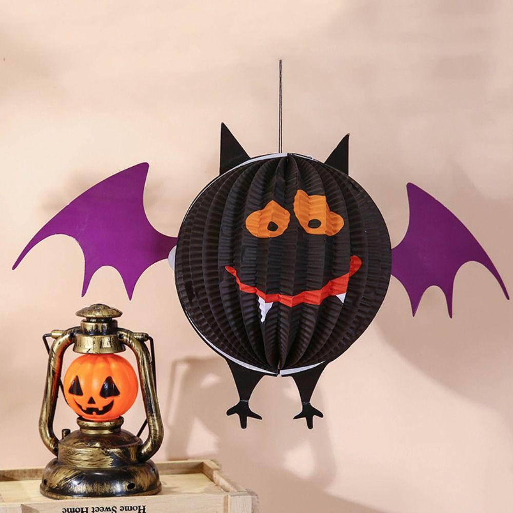 Bat Halloween Party Prop Spider Pumpkin Lantern Festive Halloween Paper Pendant  Kids Gift