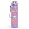 1PC Cute Pink Bow Ribbon Pattern 750ml Color Plastic Sports Water Bottle Leakproof Flip Straw Lid Suitable for Sports Office Home Use
