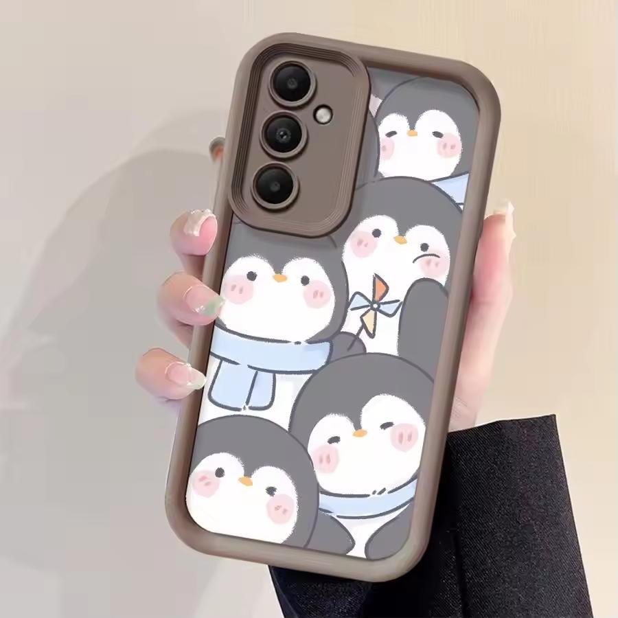 Мультяшный милый пингвин Для чехла Samsung Galaxy S24 S23 S22 S21 Ultra Plus Fe A55 A54 A53 A52 A35 A25 A15 A14 5G Телефон Y2k Обложка