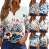 Women's T Shirt Print Button 3/4 Sleeve Daily Weekend Fashion Basic V- Neck Regular Top