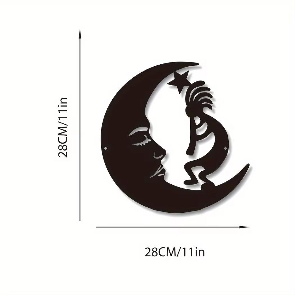 Металлическое настенное искусство Moon & Kokopelli Steel Sign, современный наружный декор, стильное стальное настенное искусство для современных пространств