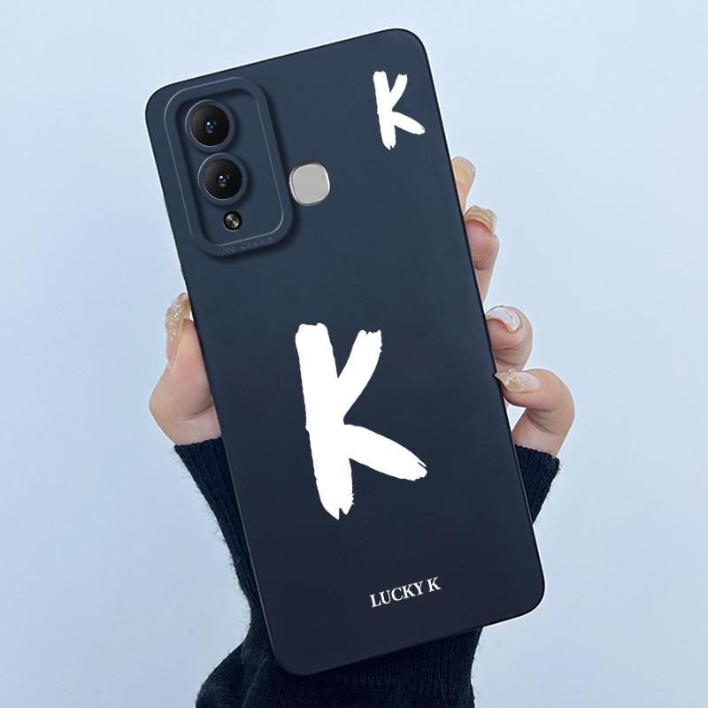 For Infinix Hot 12 Play Hot 12 X6816 X6816C Case Cover Lucky Initial Letter Soft Matte Phone Bumper for Infinix Hot 12i X665B