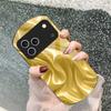 Золотой шелк волн Для iPhone 17 Air 16 15 14 Pro 13 Plus 12 mini 11 Pro Max XR X 7 8 Эллиптический закаленный стеклянный чехол для телефона