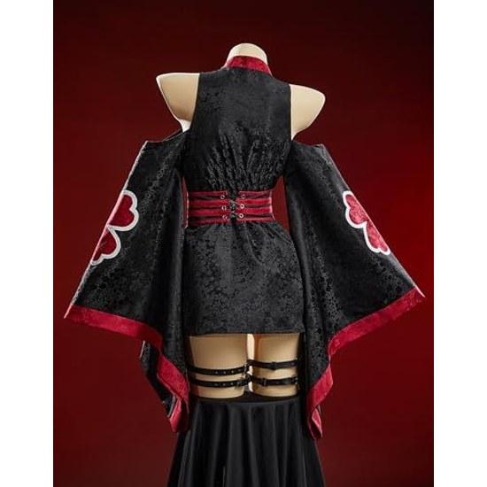 Mobbunny Womens Beauty Costume Cosplay Anime Game One-Piece Kimono Style Yukata Halter Neck Open Chest Japanese Ninja Long Sleeve Sexy Cool Cute Moe