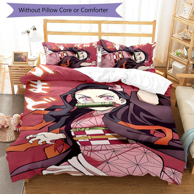 3pcs nezouko Design Cover Set - HD Printed Bedding with 1 Cover and 2 Pillowcases - Perfect for Home and Dorm Decor