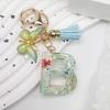 A-Z Dreamy Sequin Letters Keychain For Women Tassel Butterfly Pendant Initial Keyring Purse Suspension Bags Charms Car Key Chain