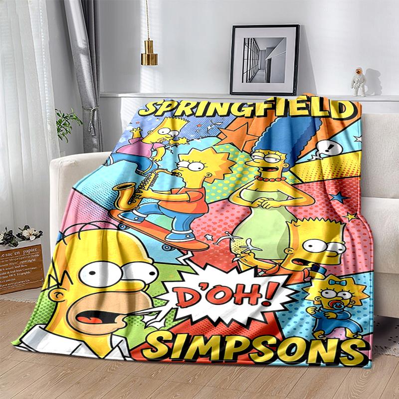 1Pc Simpsons Springfield Adventure Blanket Soft And Comfortable Casual Warm Camping Travel Christmas Halloween Gift M921679