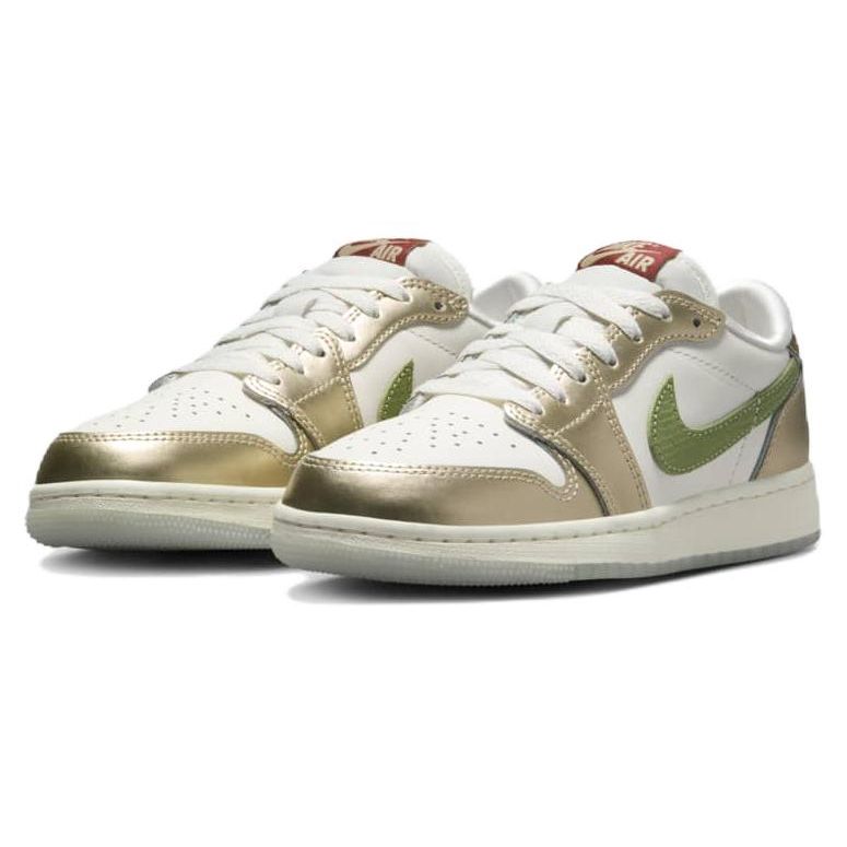 Детские кроссовки Air Jordan 1 Retro Low OG GS Year of the Dragon Gold Sail Oil-Green FQ6593-100
