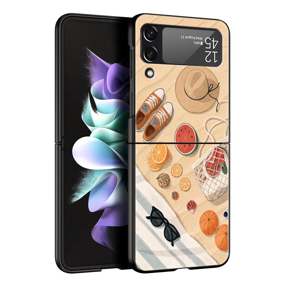 Летний пляжный жесткий ПК чехол для телефона Samsung Galaxy Z Flip 7 6 5 4 Черная крышка для Galaxy Z Flip 3 Складной корпус Fundas Capa Сумка