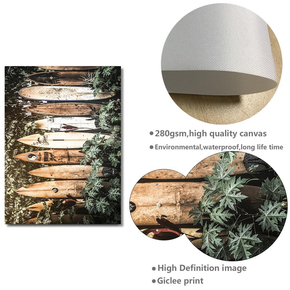 Летние тропические плакаты и принты с серфингом Картина на холсте Гавайи Доска для серфинга Настенные художественные картины Украшение гостиной Домашний декор