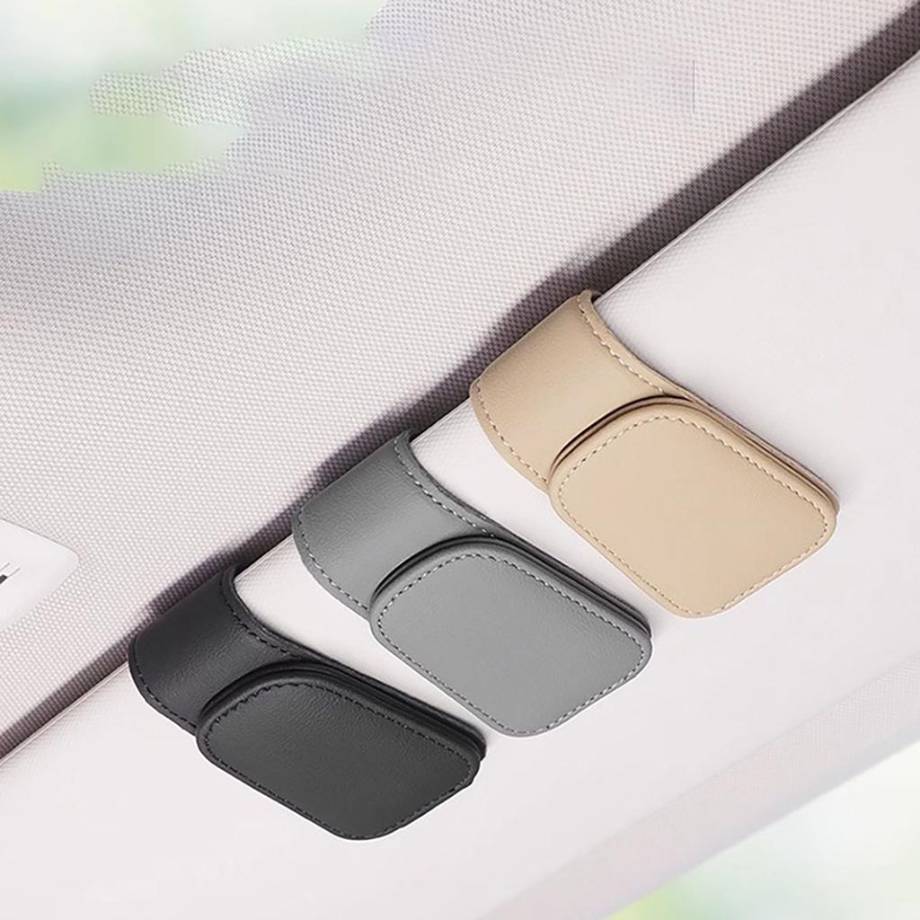 Universal Car Auto Sun Visor Eyeglass Hanger Clip Leather Glasses Holder Magnetic Multi-Function Automobile Accessories Storage
