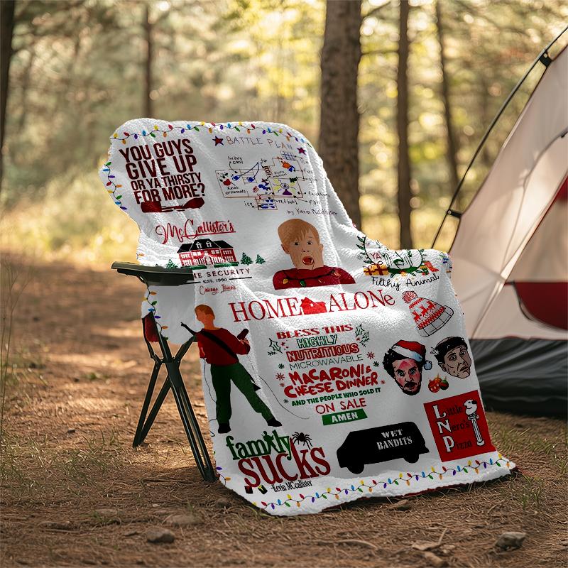 Home Alone Theme Printed Blanket - Perfect for Couch, Bed, Travel & Outdoor Use | Machine Washable, Cozy & Durable.