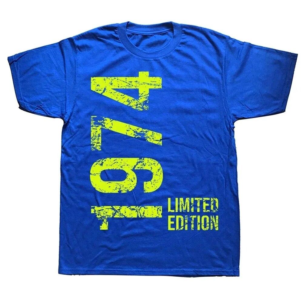 Unisex Women Birthday Anniversary T-shirts 1974 50th 50 Years Old Limited Edition Vintage Cotton T Shirt Gift Short Sleeve Tee Tops