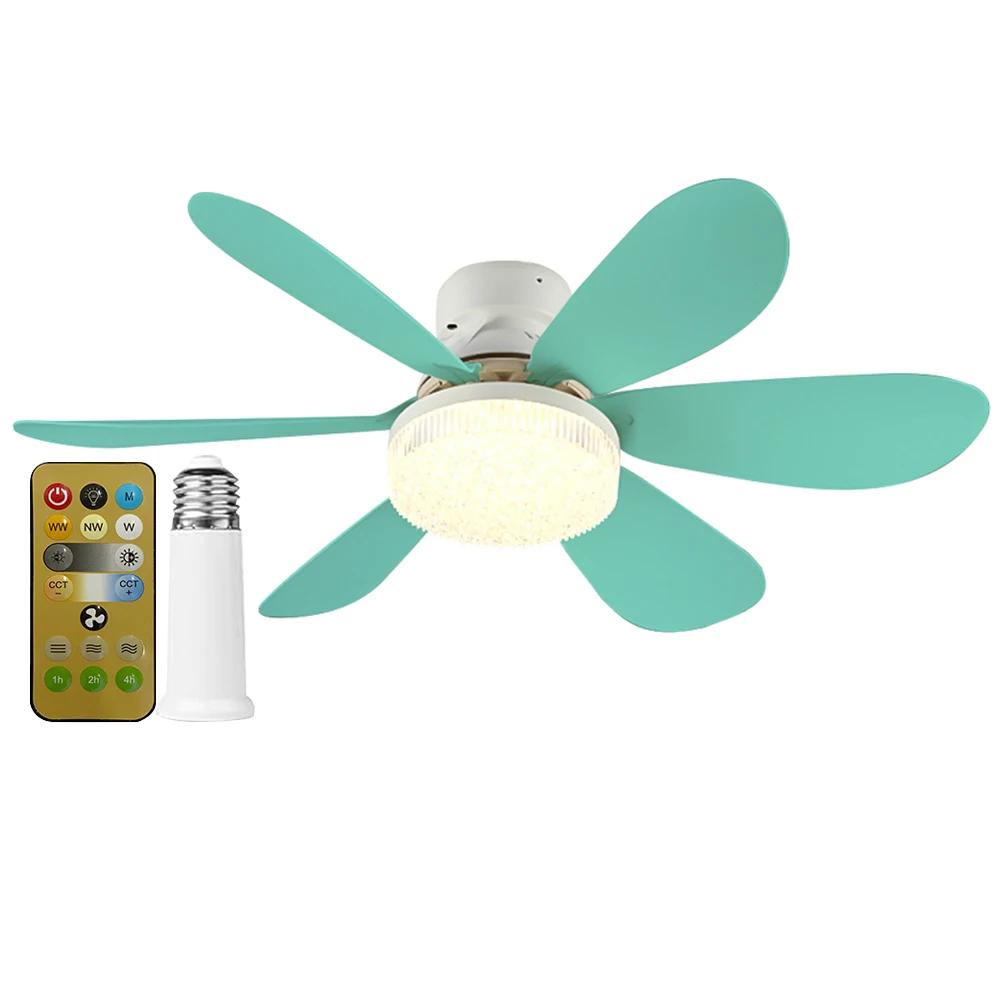 E27 Socket Fan LED Light E27 Base 42cm Indoor Ceiling Fan Light Dimmable Low Profile Ceiling Fan for Bedroom Living Room Kitchen