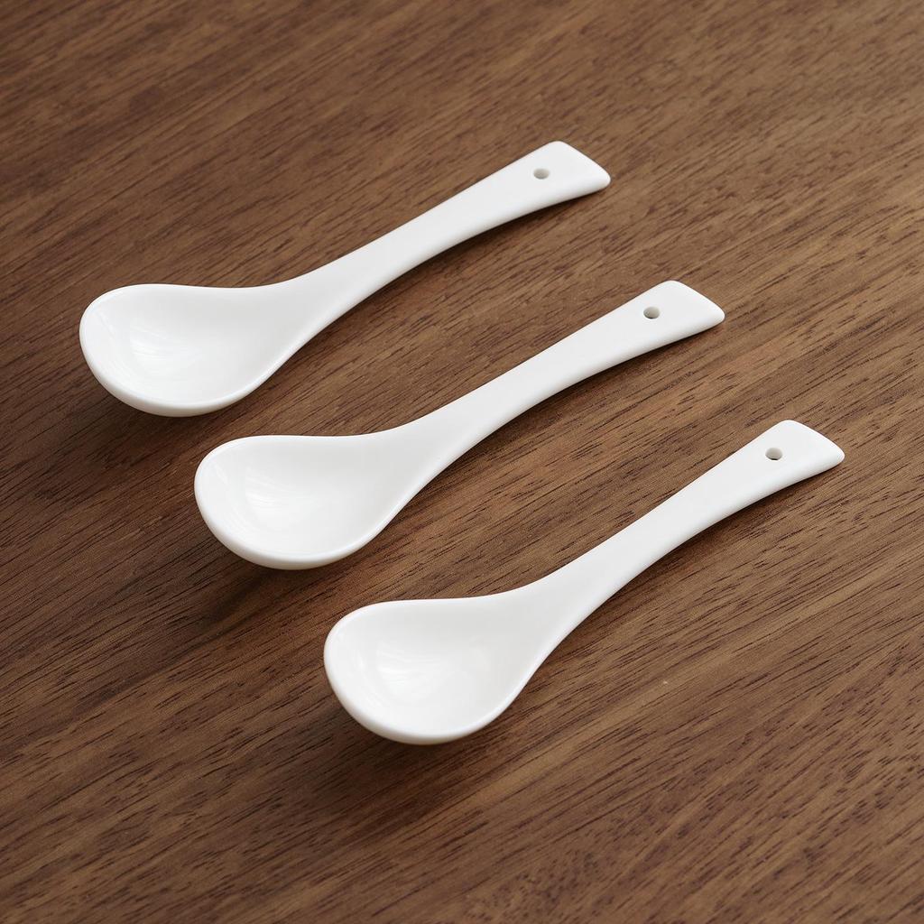 White Ceramic Soup Spoon 15cm - Off-White Shade, Suitable for Home and Restaurant Use