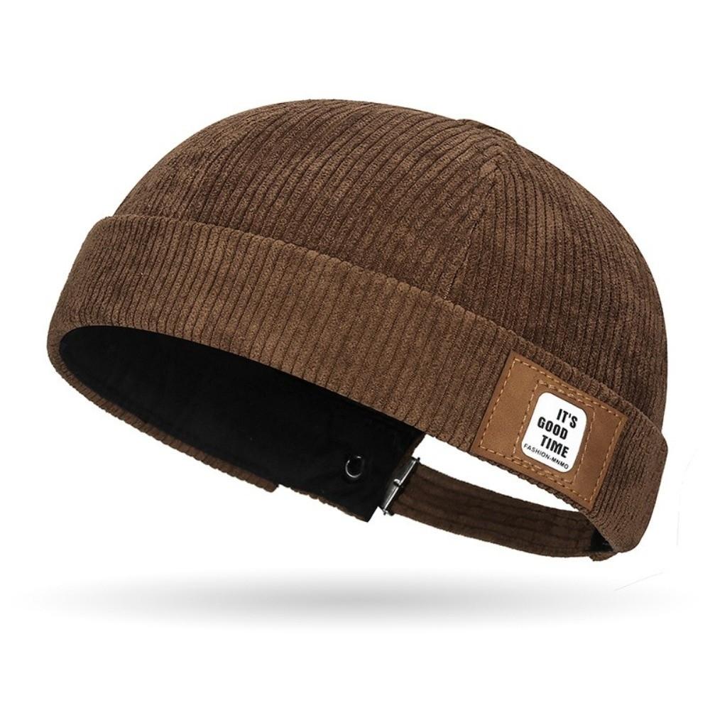 Adjustable Brimless Hat Solid Color Vintage Dome Hat New Landlord Hat Winter