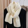 Женский зимний универсальный теплый вязаный шарф однотонной расцветки в корейском стиле, осенне-зимний утеплитель для шеи