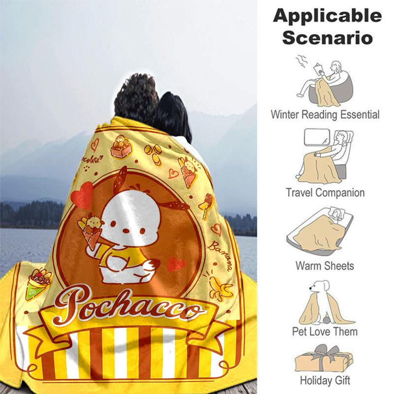 1pc Pochacco's Sweet Adventure Blanket, Seasonal Home Decor Gift for Family and Friend, Soft Throw Blanket Suitable for All Seasons, Living Room, Trav