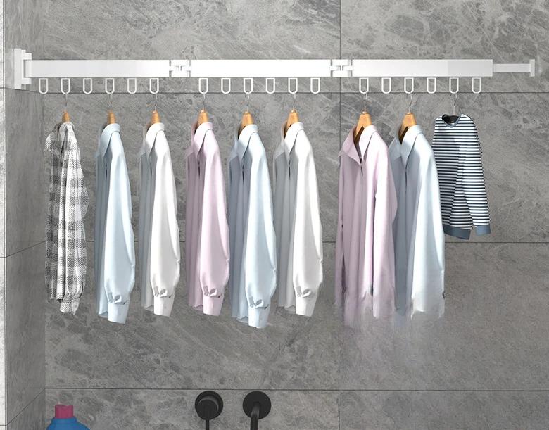 Настенная складная сушилка для одежды из алюминиевого сплава, идеально подходит для балкона, спальни, кухни, гостиной