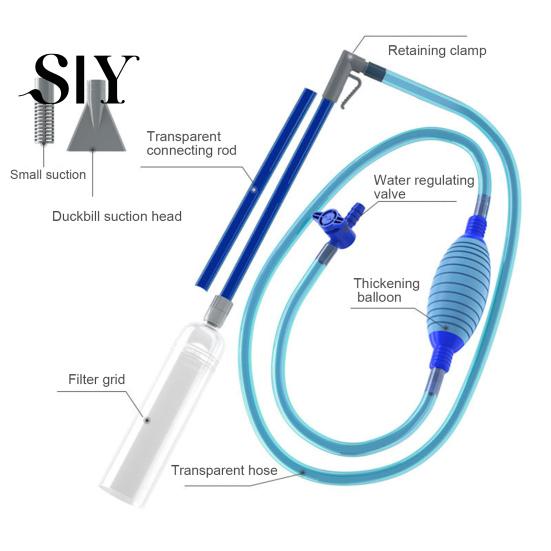 Hot Tub Vacuum Cleaner Swimming Pool with 2 Nozzle Adapters Clear Siphon Hose Adjustable Valve Detachable Fish Tank Water Change Spa Cordless Manual