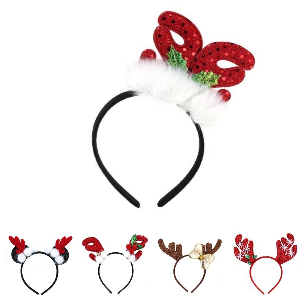 Wholesale Deer Antler Headband For Christmas Dress-up Cute Hair Decorations For Women Plush Handcrafted Colors 1 2 3 4 5)