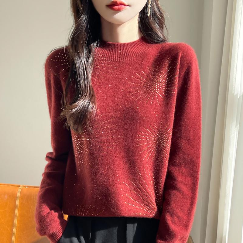 Женский кашемировый свитер Qinghe Cashmere 30% кашемир 70% шерсть Осень и Зима Пуловер Теплый и Модный