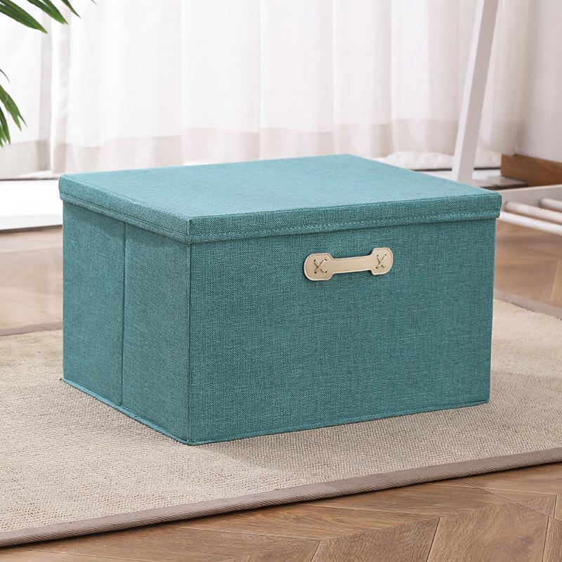 Portable Cotton and Linen Storage Box with Lid for Clothes and Toys, Foldable Cabinet Organizer