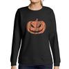 Women's Graphic T-Shirt Sweatshirt Pumpkin Face T-Shirt Cute Casual Fall Halloween Tee Tops Deep Black