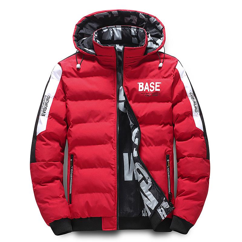 Men Autumn Winter Cotton Jacket Warm Comfortable Padded Thickened Down Jacket Double-Sided Clothes Removable Cap