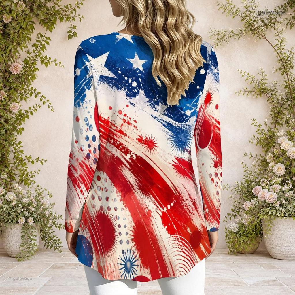 Womens Plus Size Long Sleeve Casual Top Featuring Metal Neck Ring Embellishment