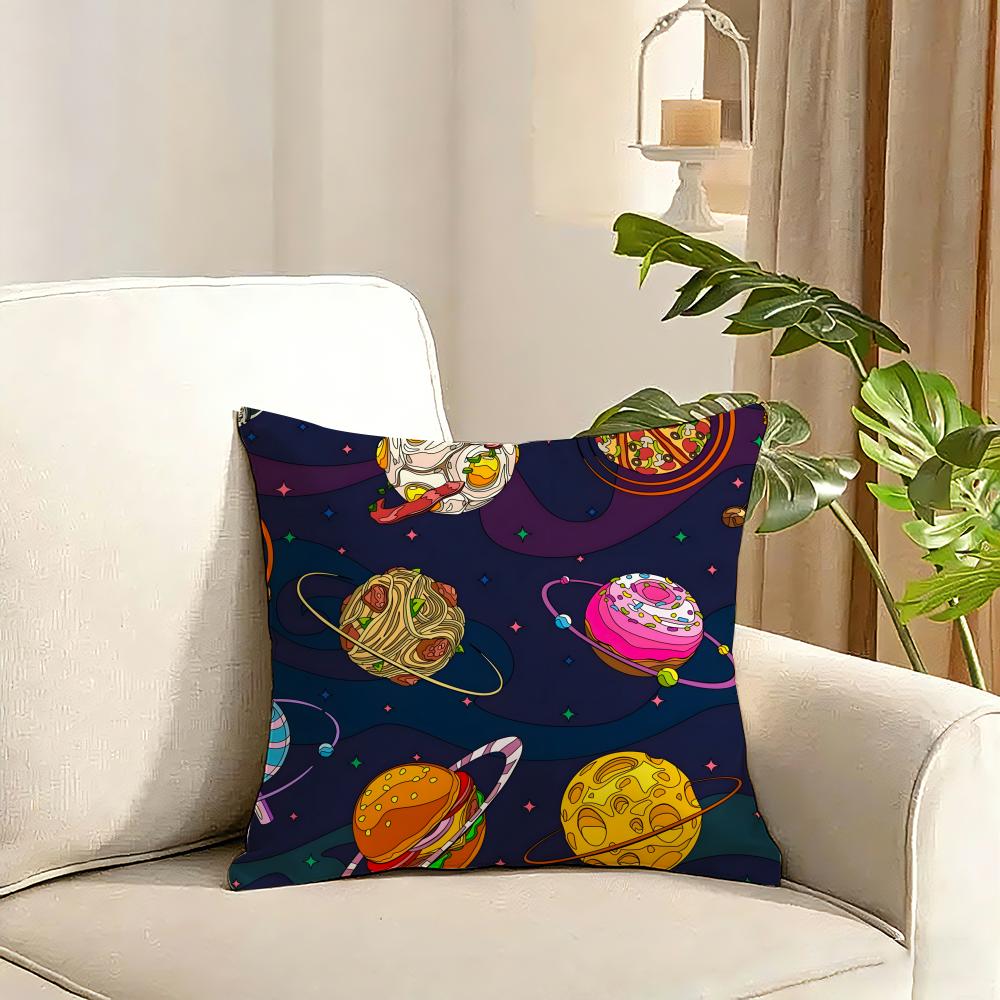 outer space spaceship astronaut rocket Cushion Cover Reversible Plush Pillow Cover Soft Fluffy Home Decor for Sofa Bedroom